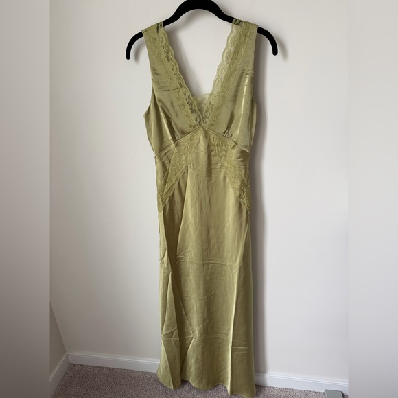 Evolutionary Dresses & Skirts - Olive Green lace trim Sleeveless maxi slip Dress